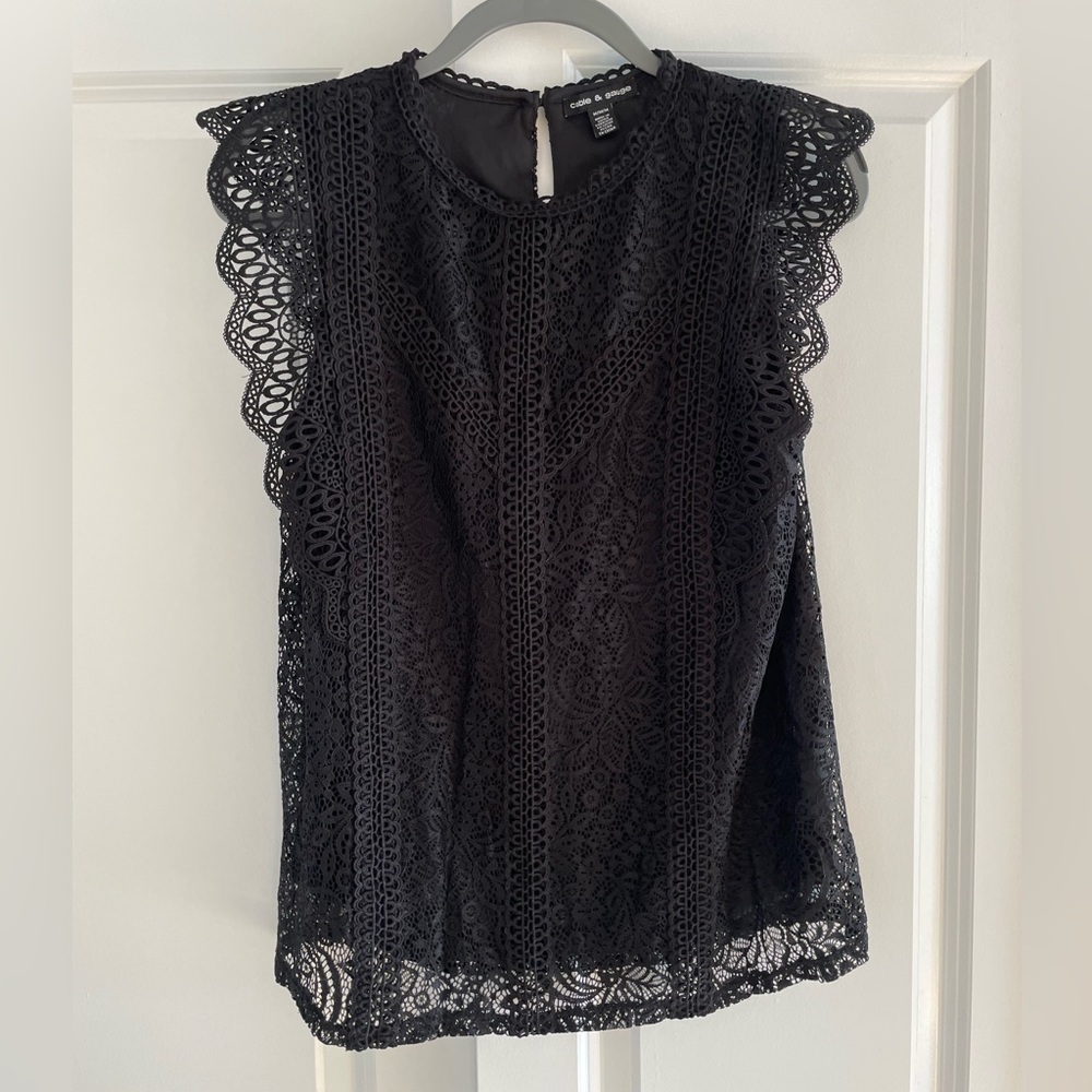 Cable & Gauge Black Lace Top